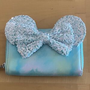 Loungefly Iridescent Blue Sequin Bow Wallet